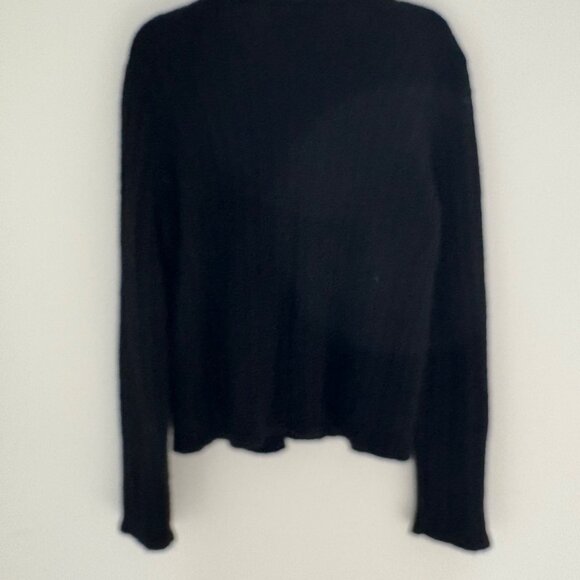 Chelsea Campbell Womens Small Black 100% Pure Wool Ribbed Cardigan w 1 button - Picture 8 of 9